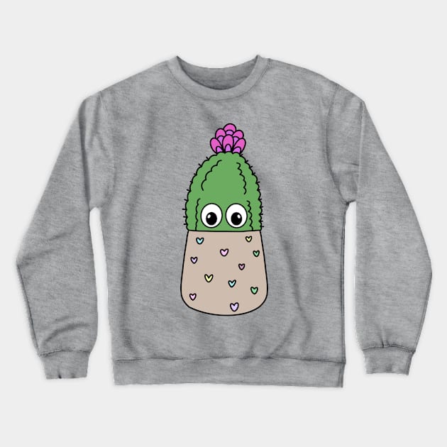 Cute Cactus Design #281: Cute Cactus In Dainty Heart Pot Crewneck Sweatshirt by DreamCactus